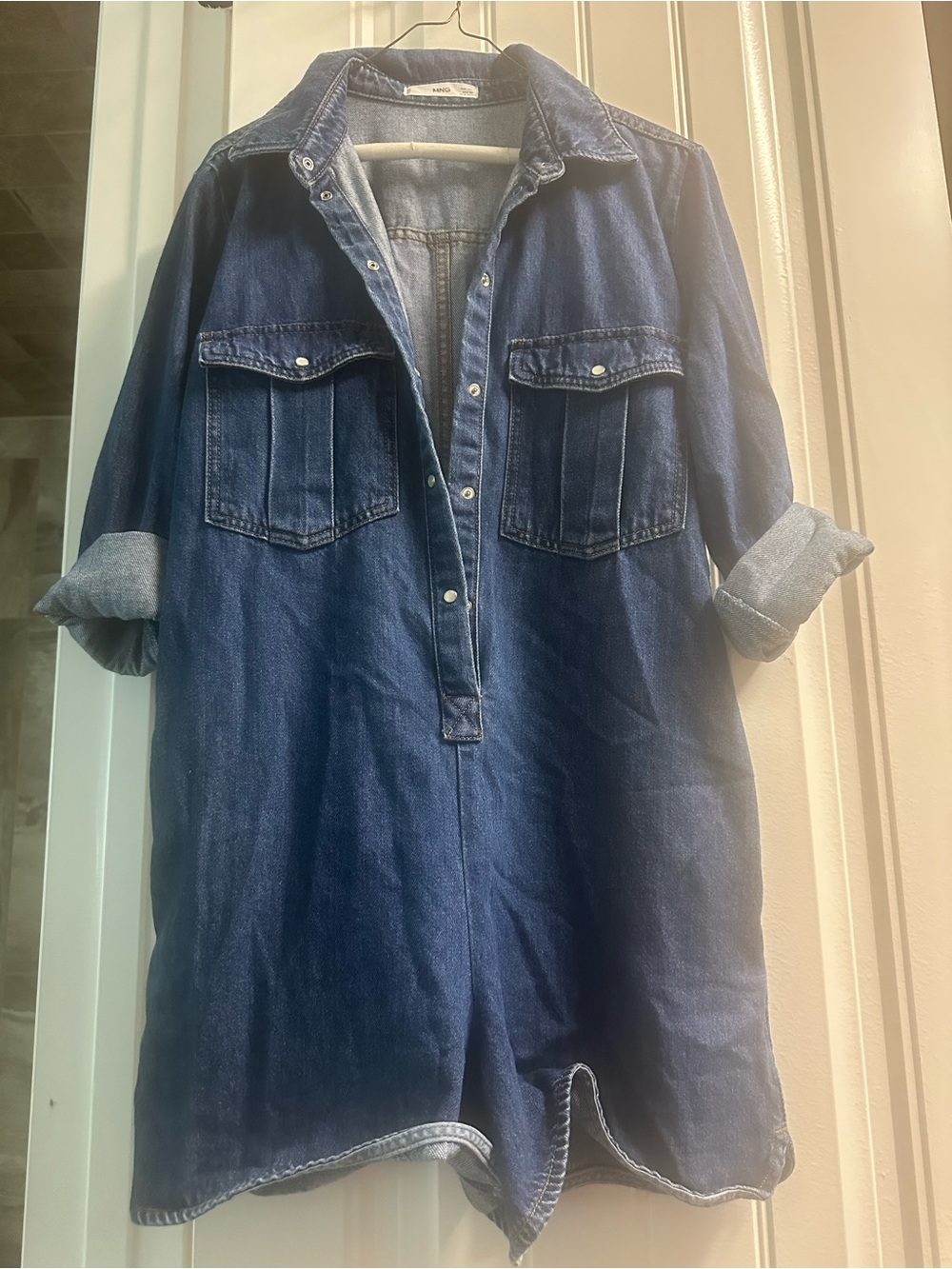 Mango Dark Blue Denim Romper